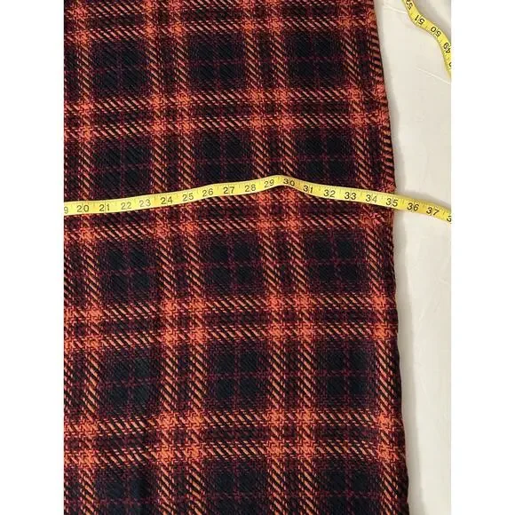 Loft Poncho Wrap Sweater Medium / Large Burgundy Blue Orange Plaid NWOT Bohemian - Picture 7 of 9